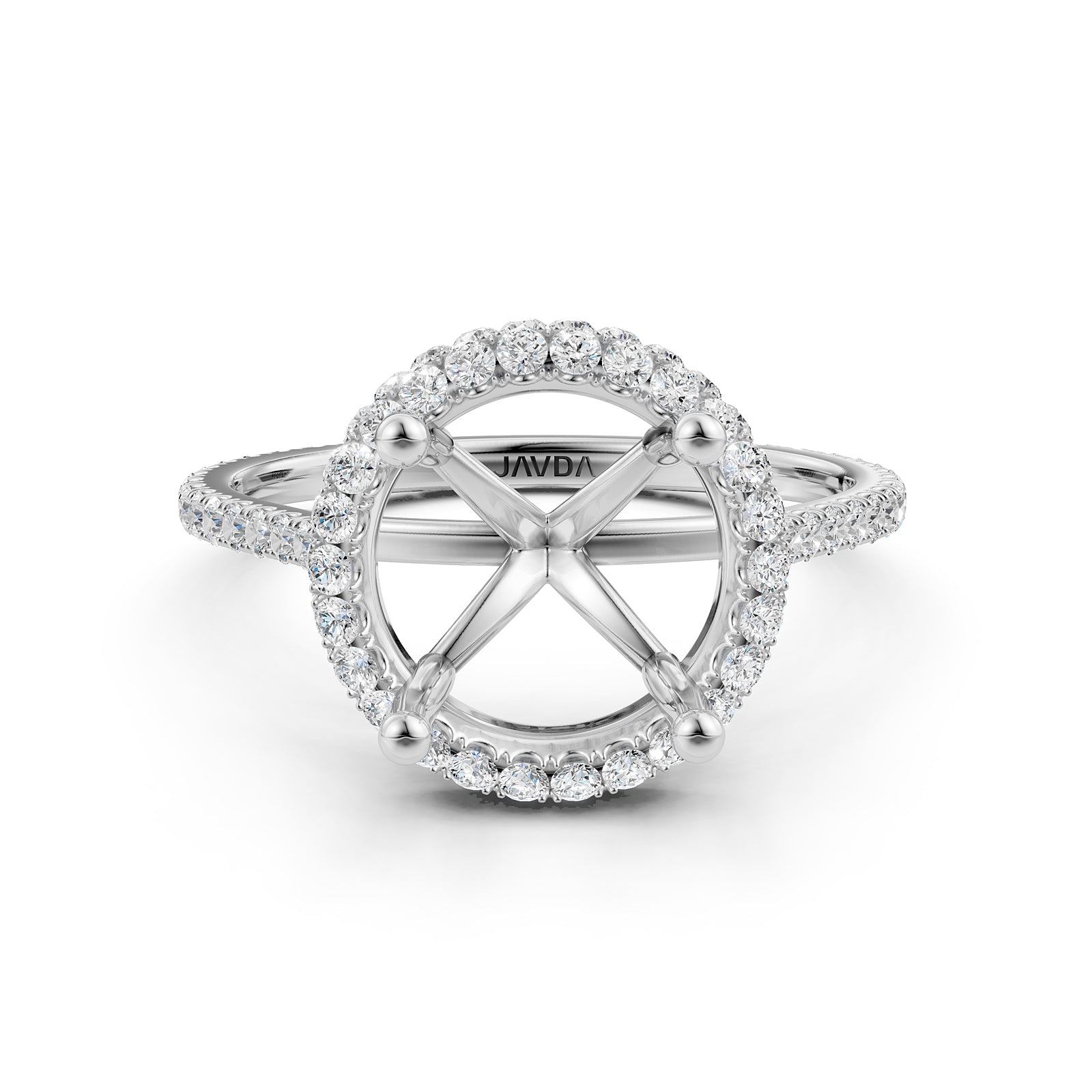 Double Halo Semi Mount Lab Grown Diamond Engagement Ring 0.53 Ct.